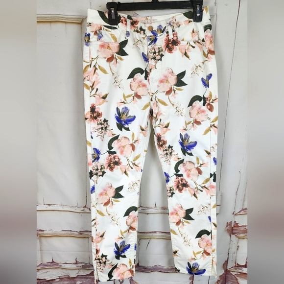 JEN 7 For ALL Mankind cropped Skinny Floral Pants - Picture 1 of 13